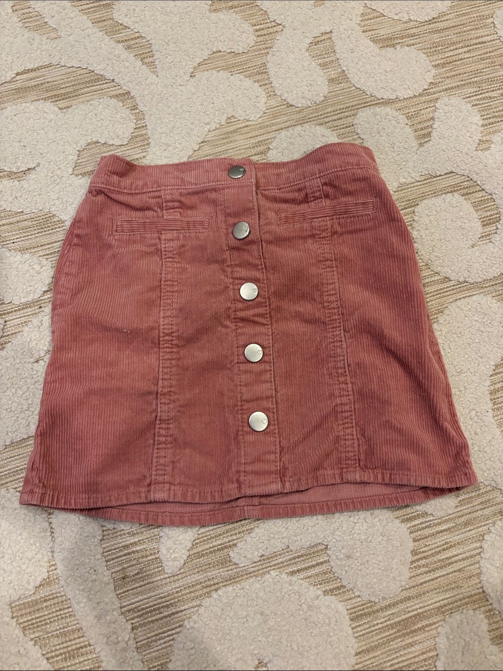 Girls Corduroy Button-Front Skirt - Dusty Rose